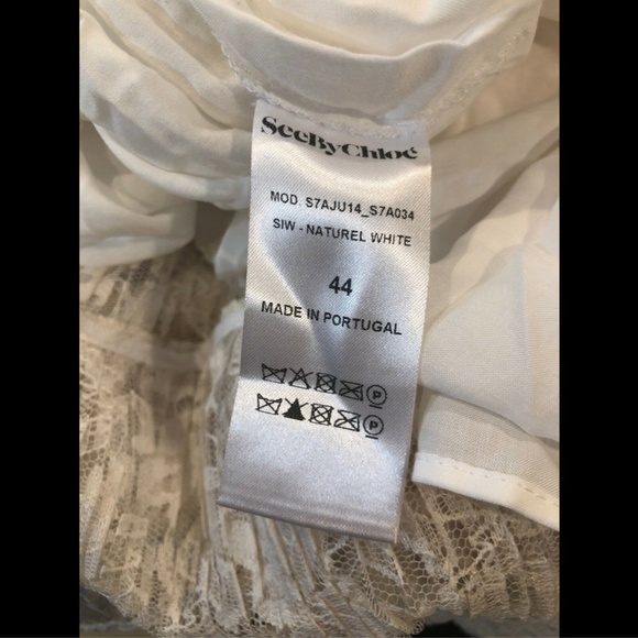 NEW $365‎ SEE BY CHLOÉ micro-pleat lace skirt Natural White [ SZ 44 ] - Picture 8 of 8
